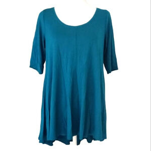 Eileen Fisher Soft Stretchy Teal Viscose Blend Tunic Top Size Small